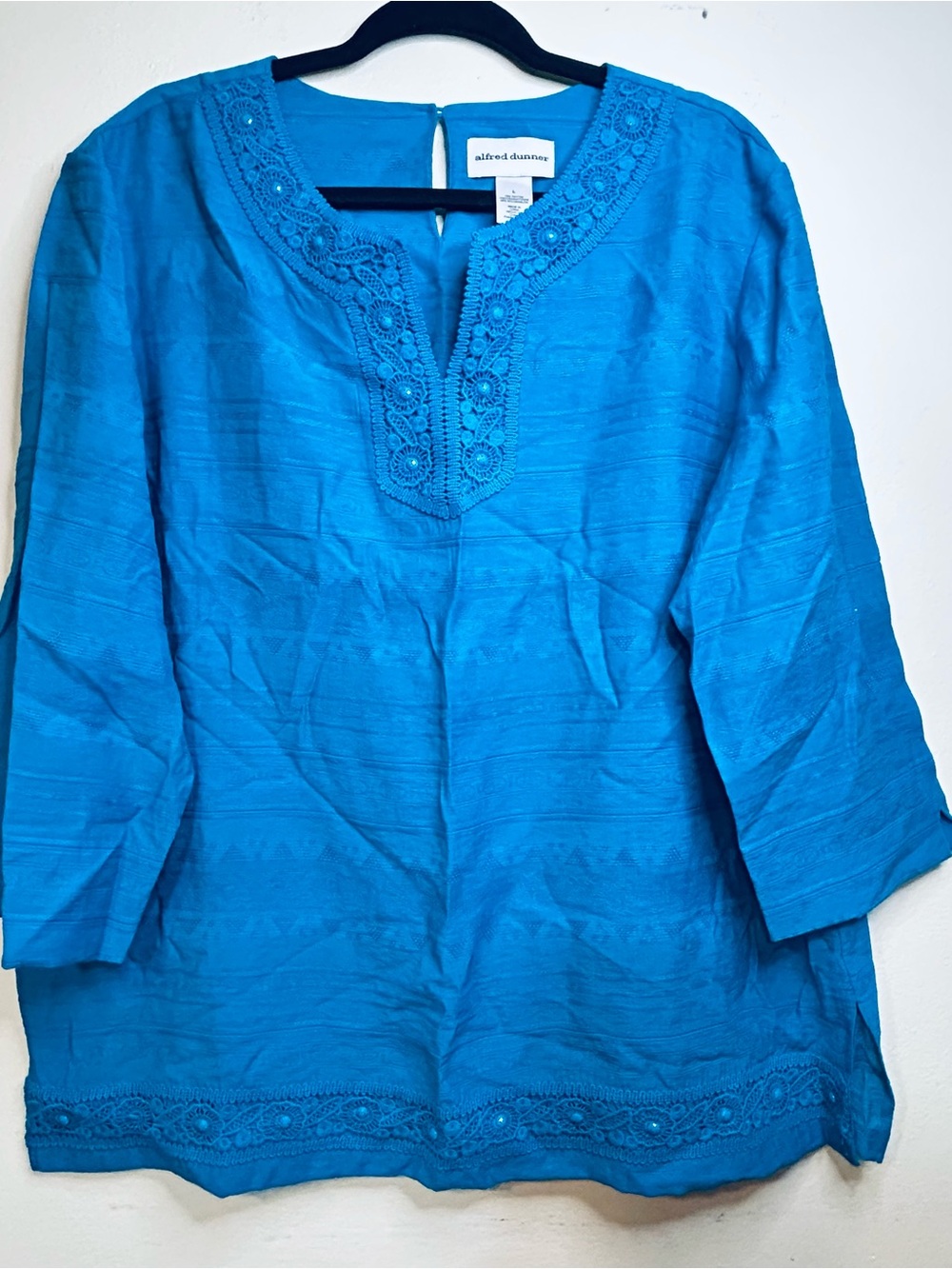 Alfred Dunner Bright Turquoise Embroidered Tunic